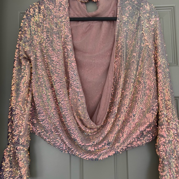 Free People Pink/Metallic Moonstruck Top! Sold out on FP!! - Picture 7 of 9